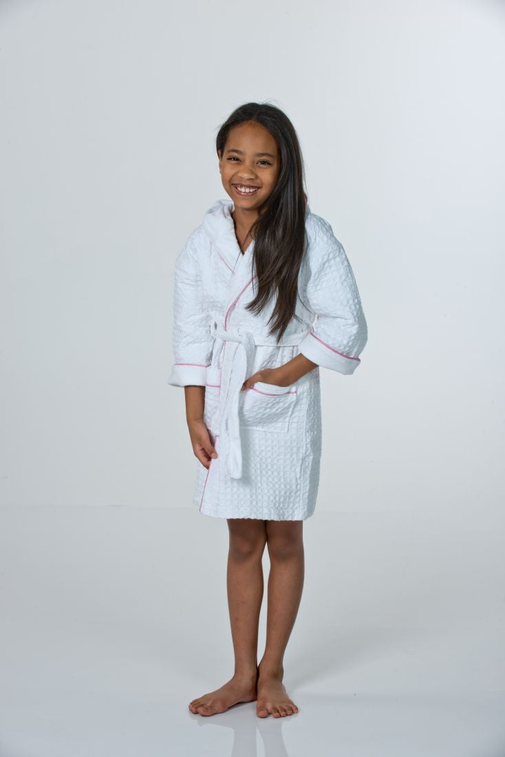 Hooded Waffle Cover-Up Robe with Terry Lining