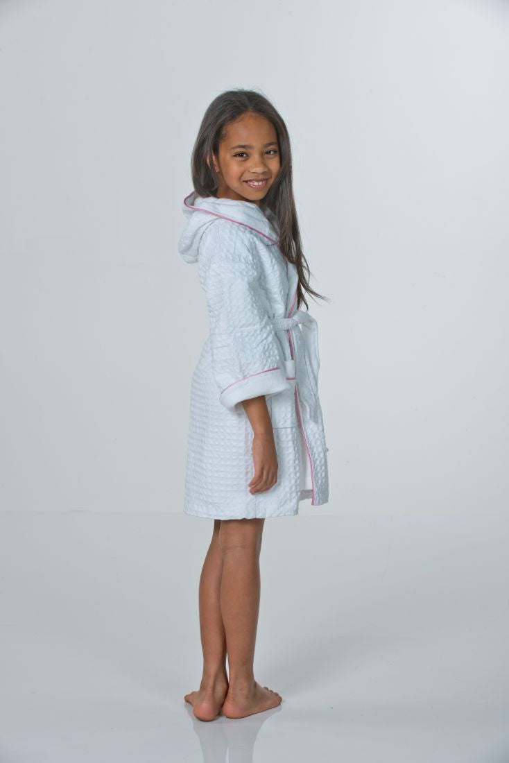 Hooded Waffle Cover-Up Robe with Terry Lining