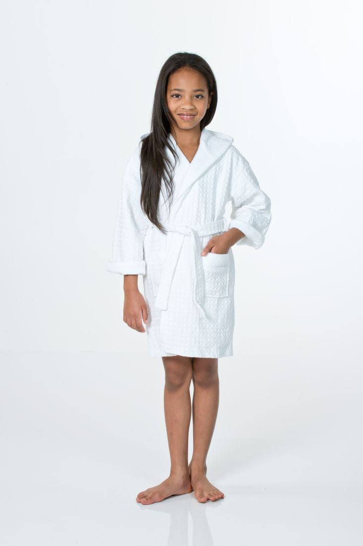 Hooded Waffle Cover-Up Robe with Terry Lining